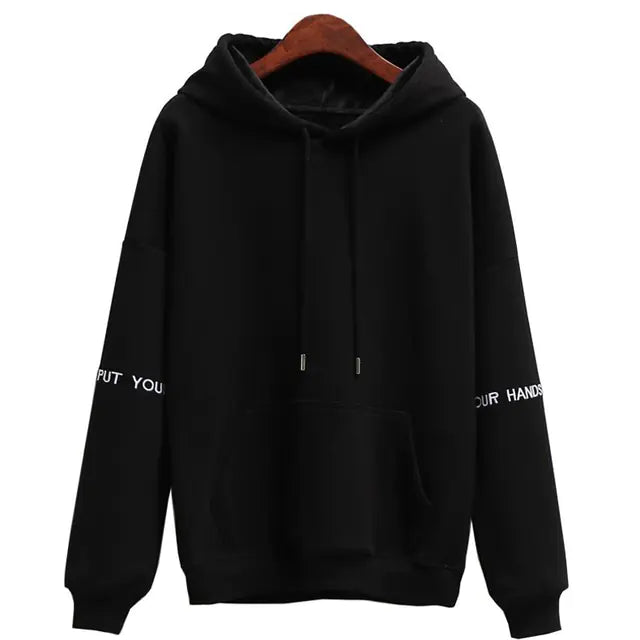 Women's Velvet Hoodie with Embroidered Casual Tops