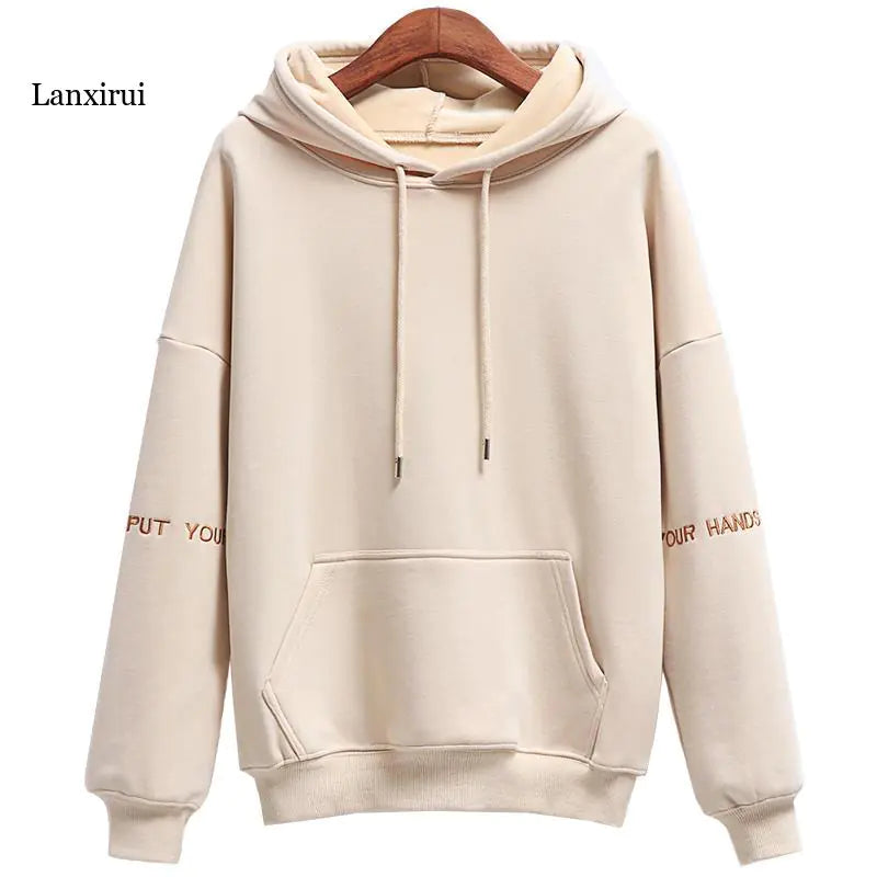 Women's Velvet Hoodie with Embroidered Casual Tops